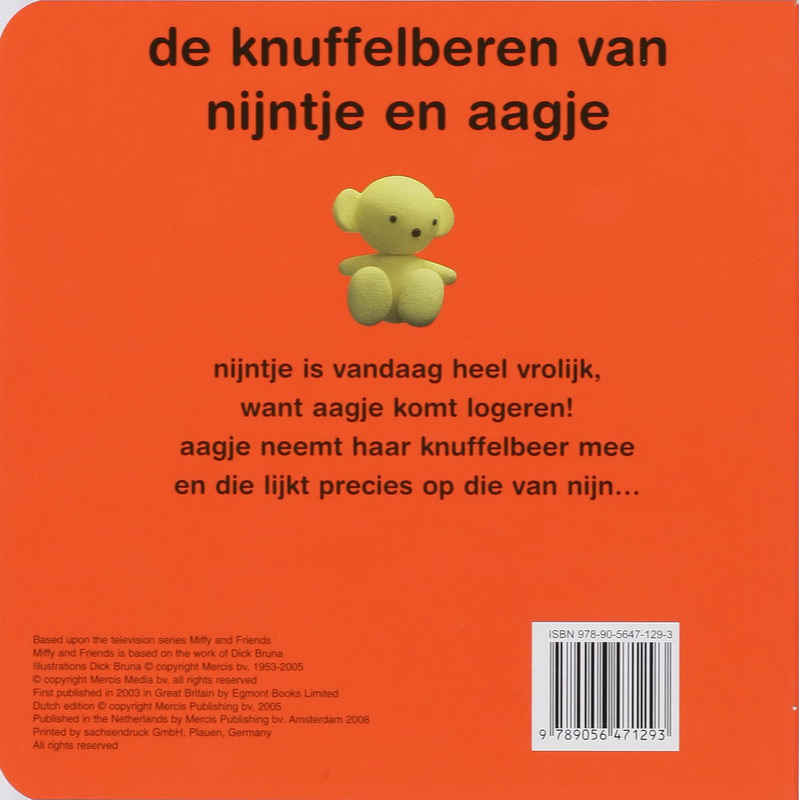 Achterkant van De knuffelberen van Nijntje en Aagje