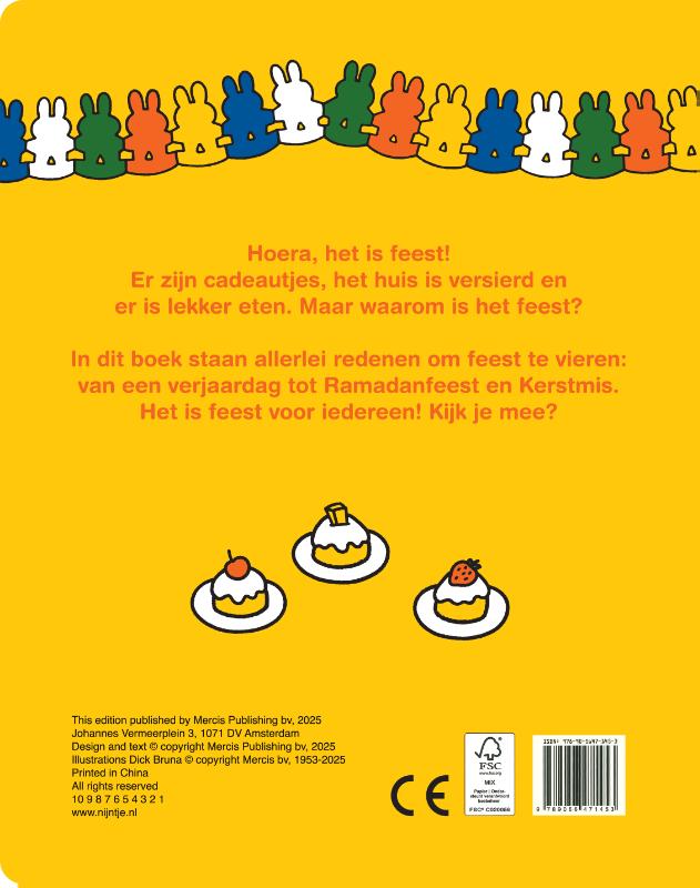 Achterkant van feest met nijntje en vriendjes