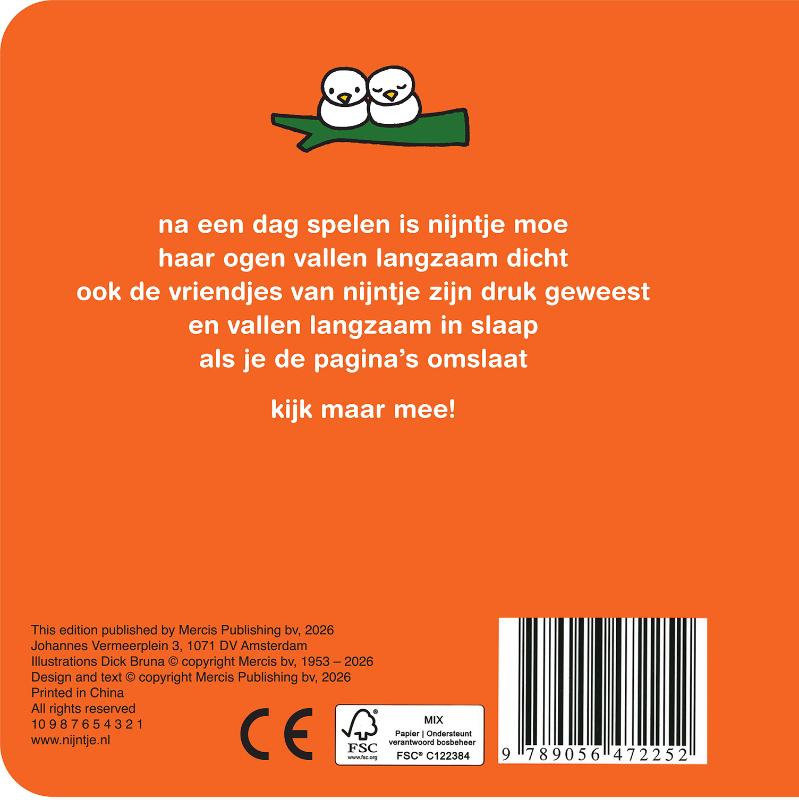 Achterkant van nijntje vensterboek, oogjes open oogjes dicht