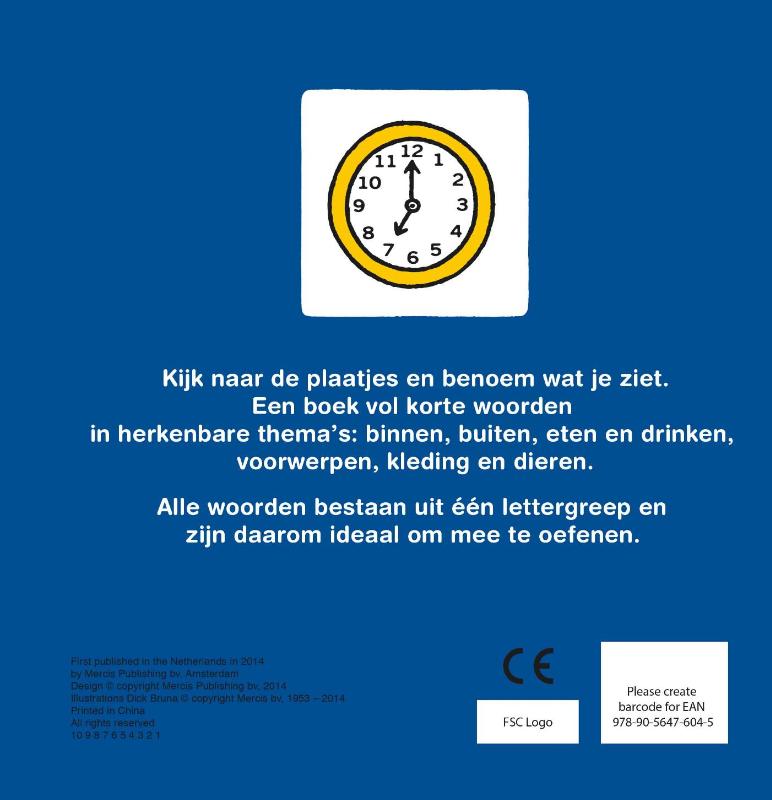 Achterkant van nijntje oefent korte woordjes
