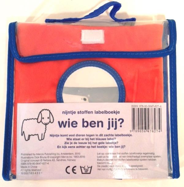 Achterkant van nijntje stoffen labelboekje wie ben jij?