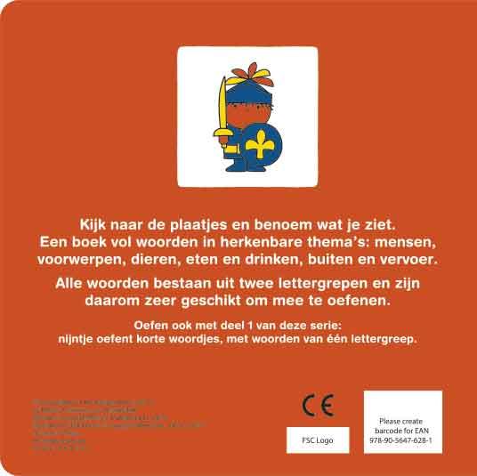 Achterkant van Nijntje oefent woorden
