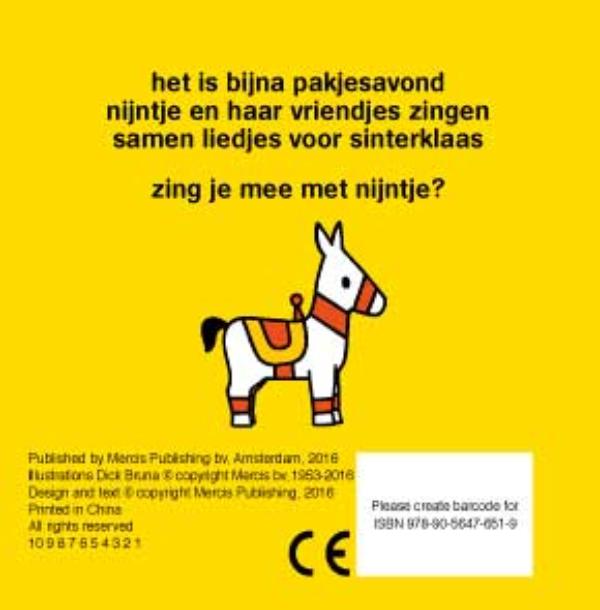 Achterkant van Nijntje zingt voor sinterklaas