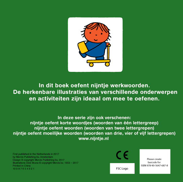 Achterkant van Nijntje oefent werkwoorden