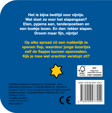 Achterkant van flapjesboek naar bed met nijntje