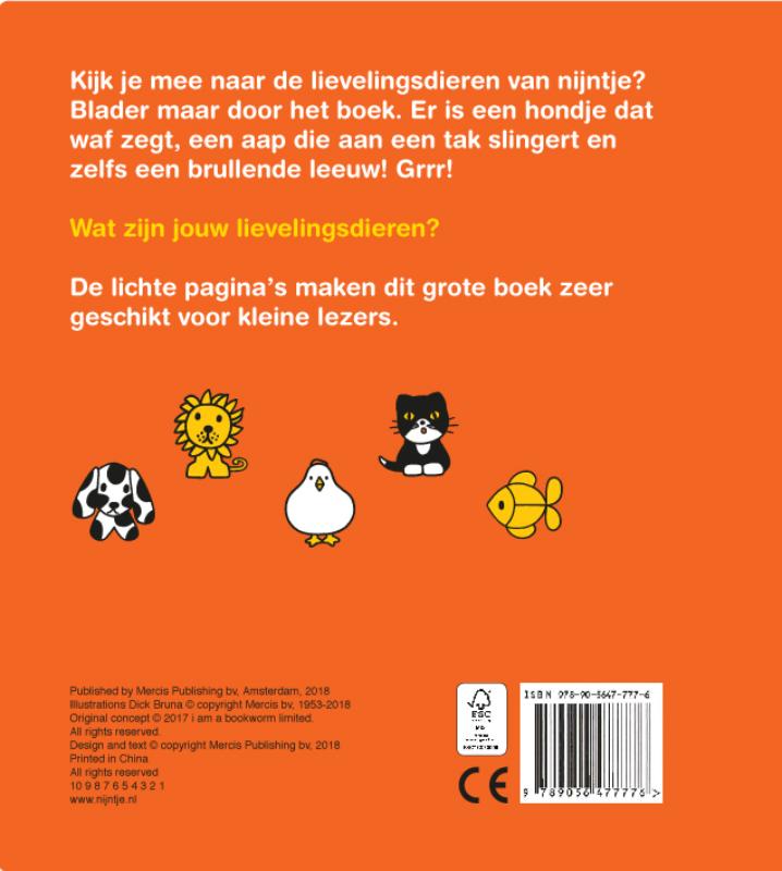 Achterkant van de lievelingsdieren van nijntje