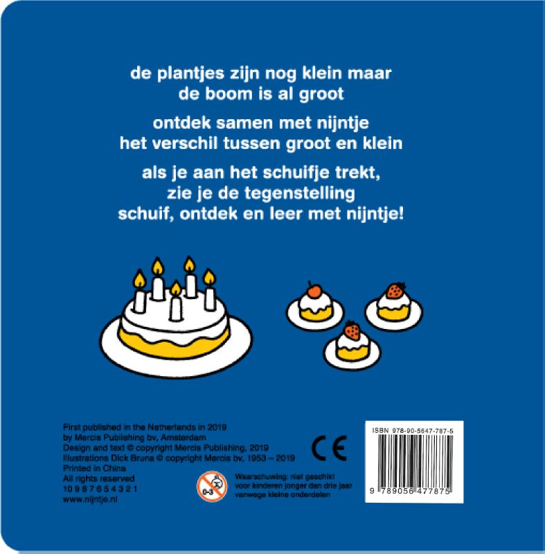 Achterkant van nijntje schuifboekje groot en klein
