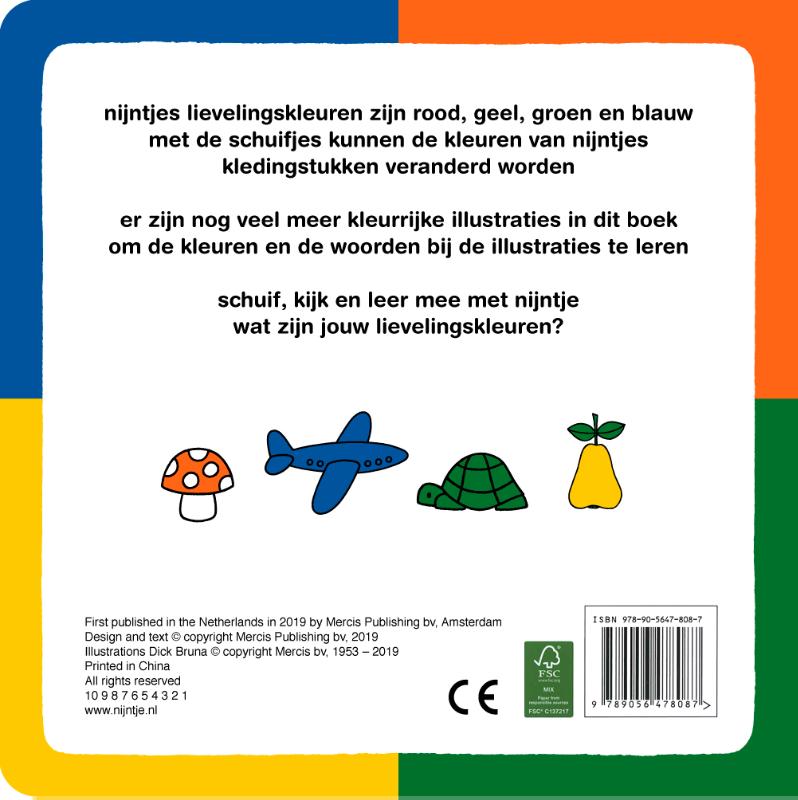 Achterkant van de lievelingskleuren van nijntje