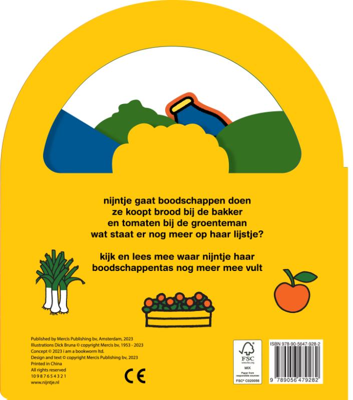 Achterkant van nijntje doet boodschappen