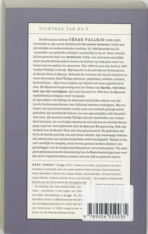 Achterkant van Cesar Valejo