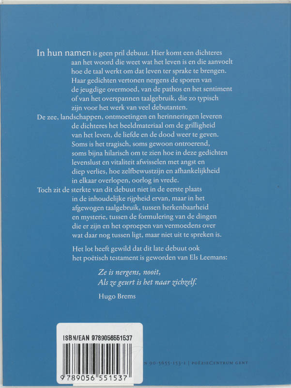 Achterkant van In hun namen