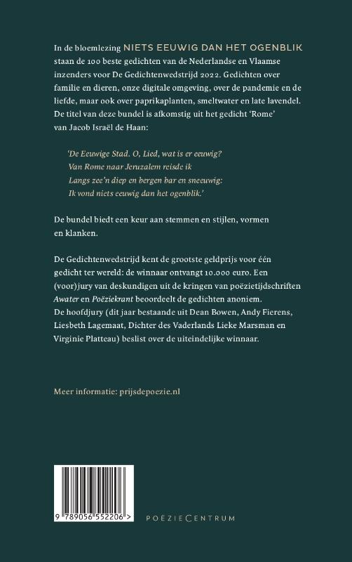 Achterkant van Niets eeuwig dan het ogenblik