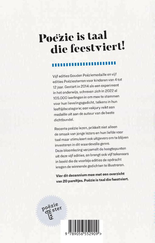 Achterkant van Bergen bergen slagroomsoezen – 5 jaar Gouden Poëziemedaille en Poëziesterren