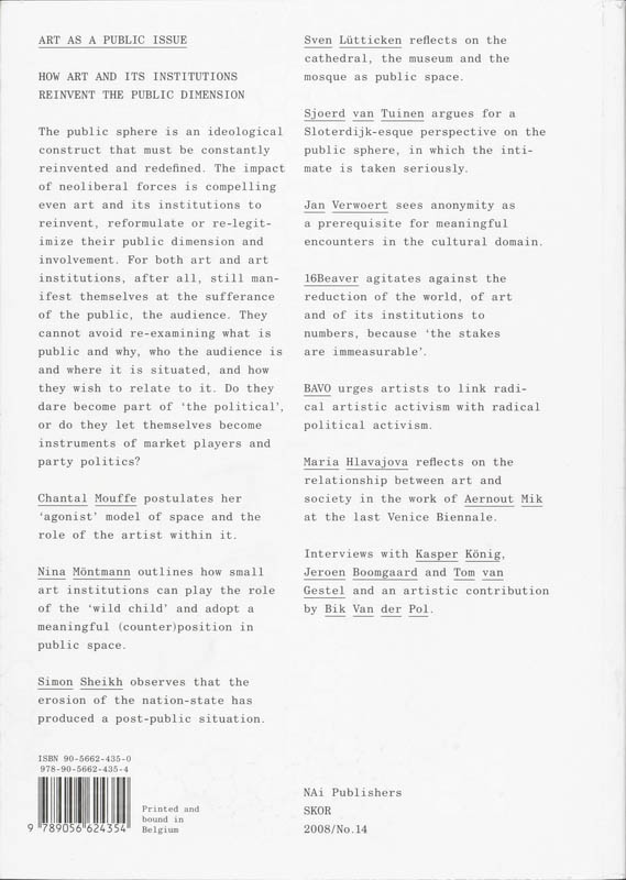 Achterkant van 14 Art as public issue