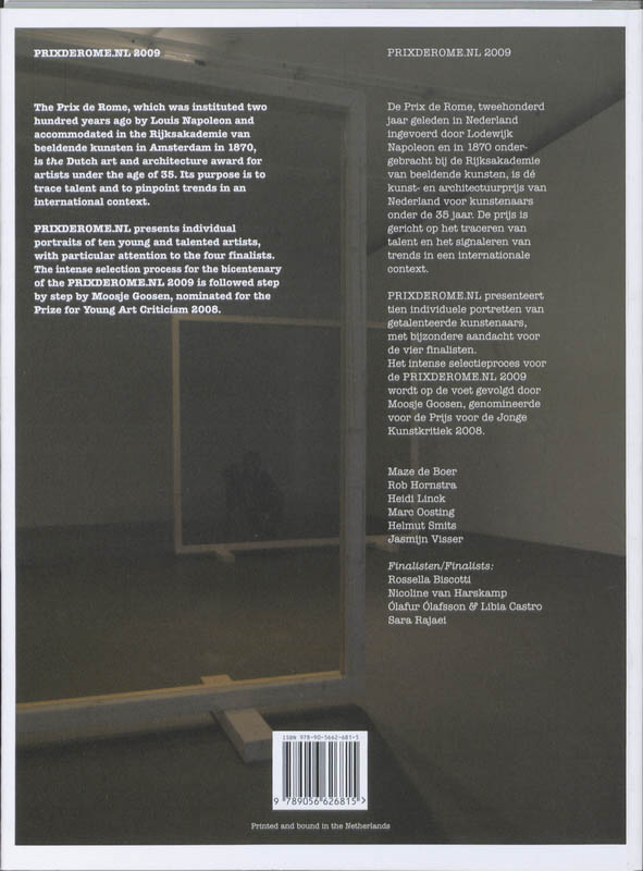 Achterkant van PrixdeRome.nl 2009