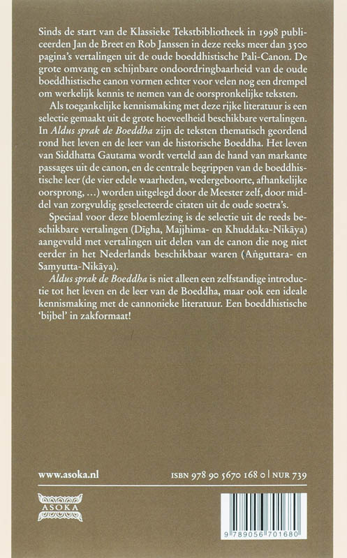 Achterkant van Aldus sprak de Boeddha