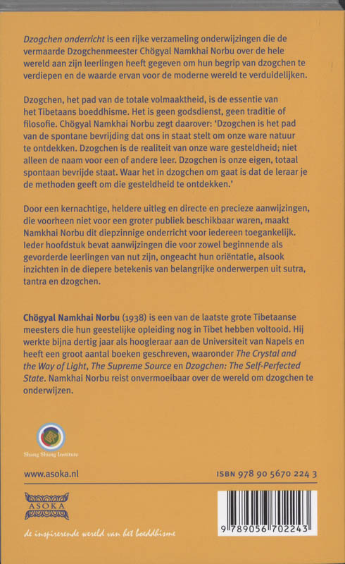 Achterkant van Dzogchen Onderricht