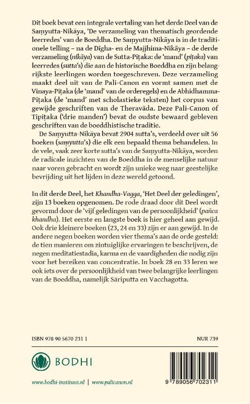 Achterkant van 3 Het Deel der geledingen (Khandha-Vagga