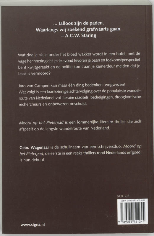 Achterkant van Moord op het Pieterpad