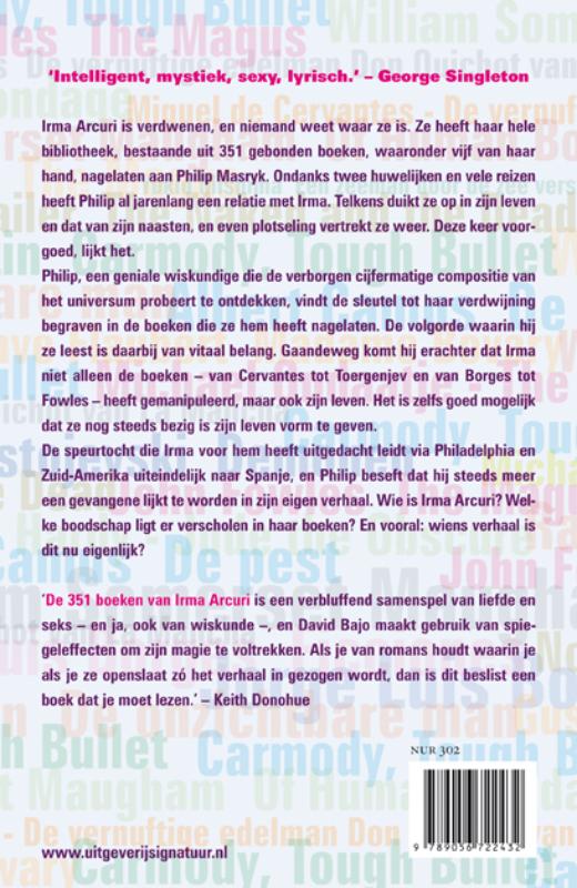 Achterkant van De 351 boeken van Irma Arcuri