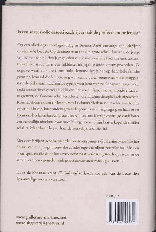 Achterkant van De langzame dood van Luciana B.