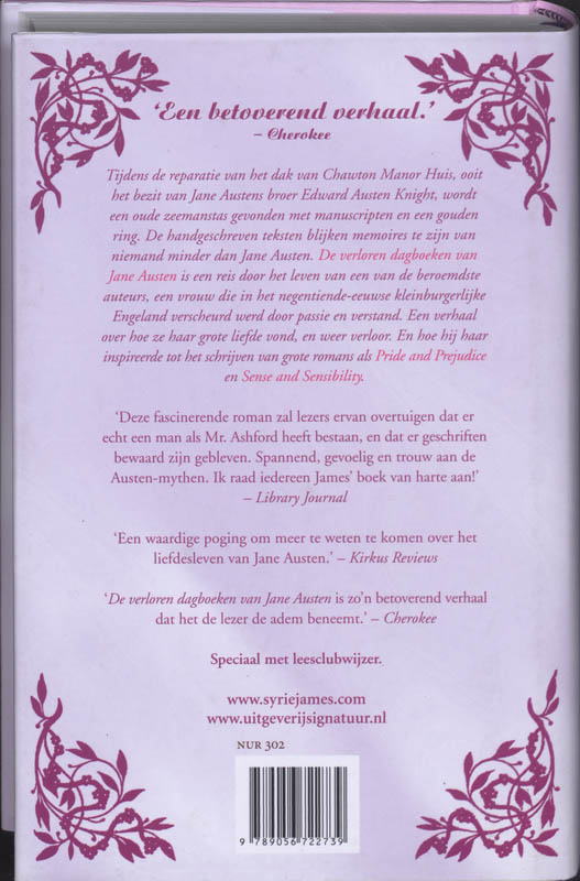 Achterkant van De verloren dagboeken van Jane Austen