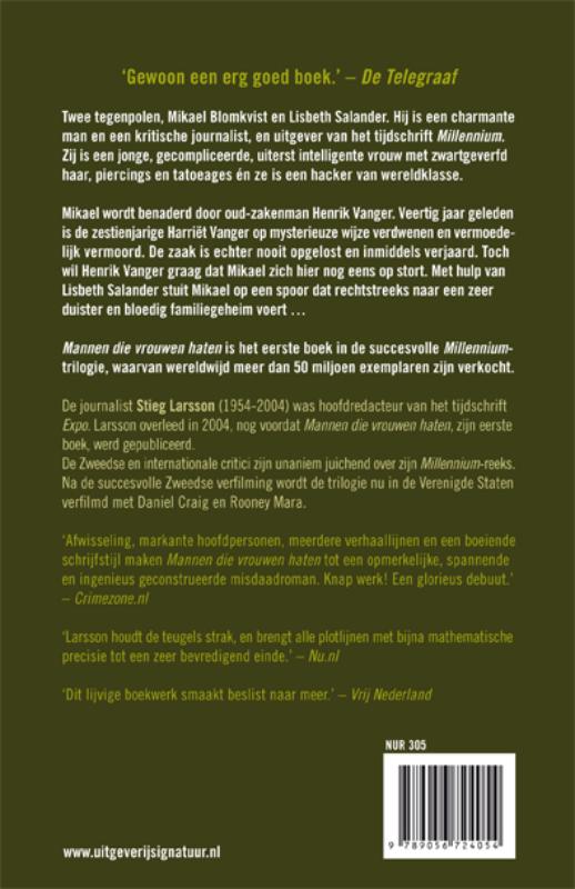 Achterkant van Mannen die vrouwen haten