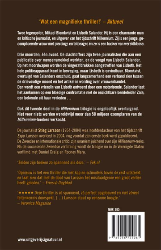 Achterkant van De vrouw die met vuur speelde
