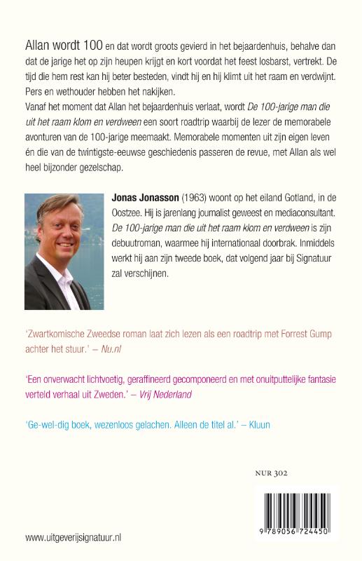 Achterkant van De 100-jarige man die uit het raam klom en verdween