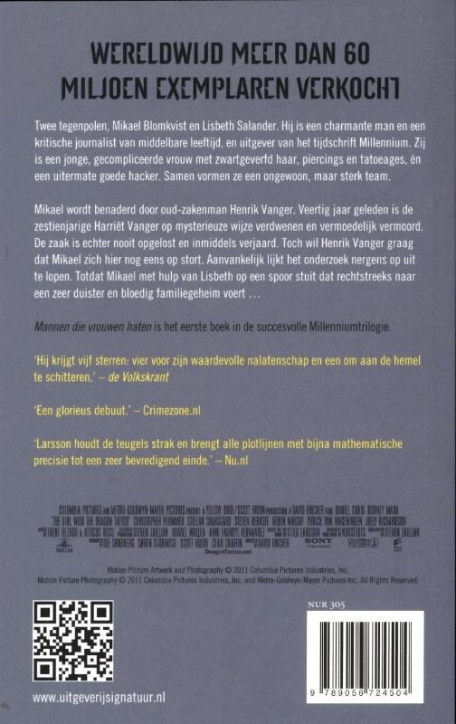 Achterkant van Mannen die vrouwen haten