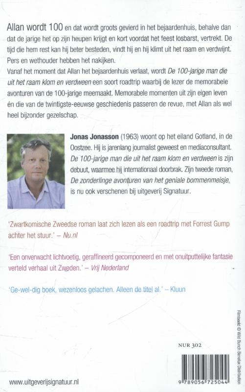 Achterkant van De 100-jarige man die uit het raam klom en verdween
