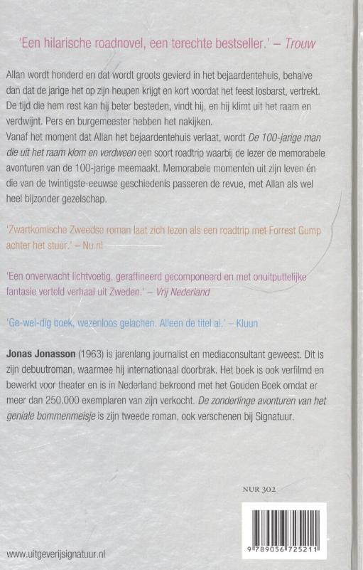 Achterkant van De 100-jarige man die uit het raam klom en verdween