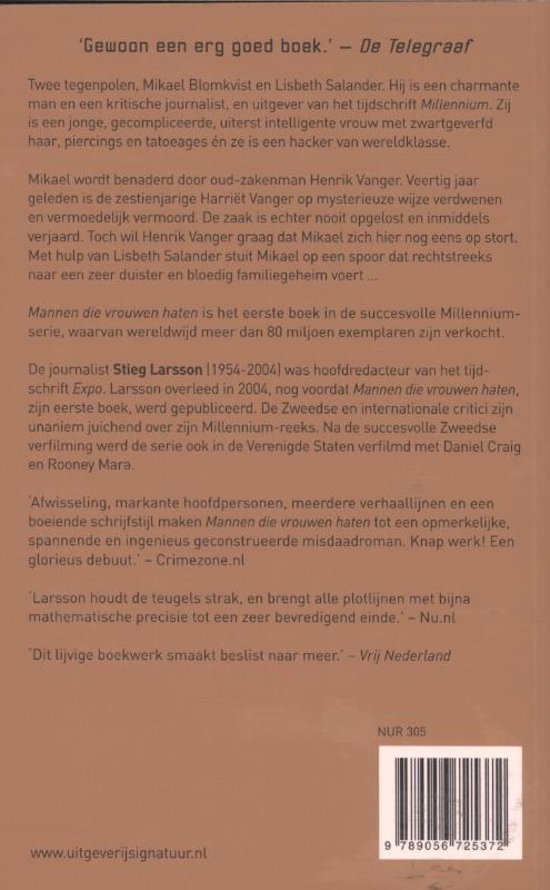 Achterkant van Mannen die vrouwen haten