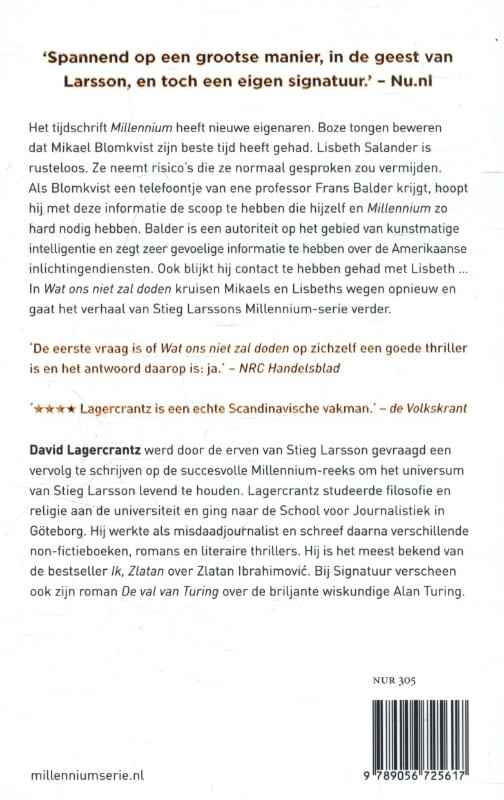 Achterkant van Wat ons niet zal doden