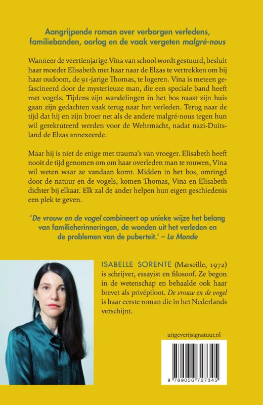 Achterkant van De vrouw en de vogel