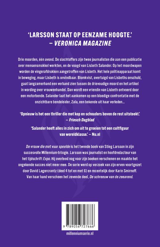 Achterkant van De vrouw die met vuur speelde
