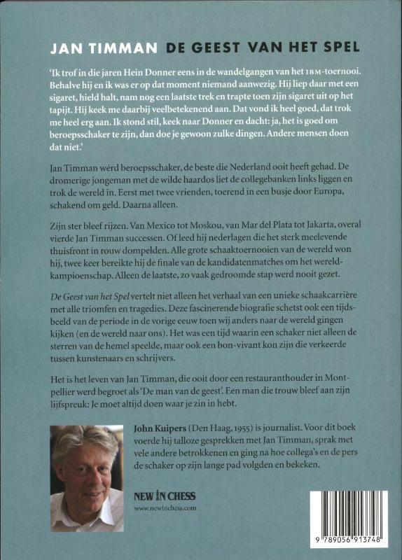 Achterkant van Jan Timman de geest van het spel