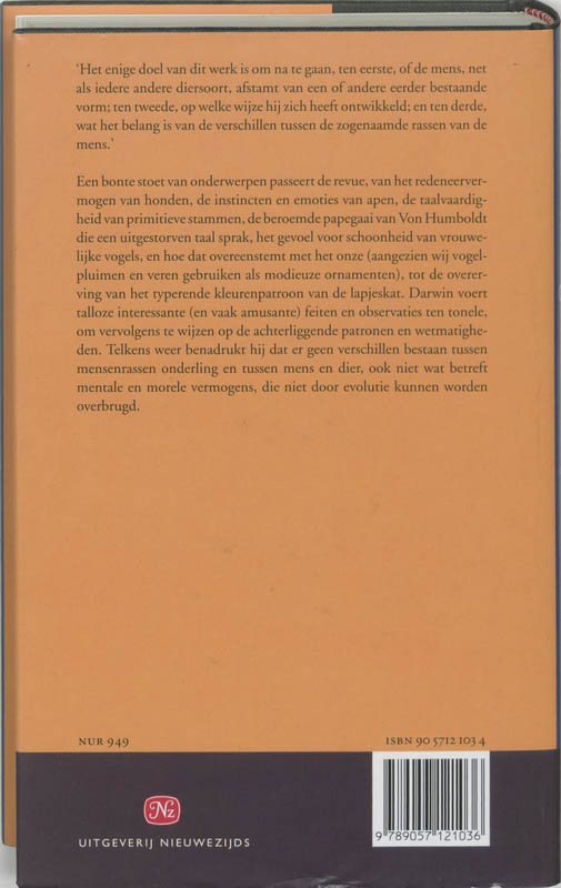 Achterkant van De afstamming van de mens