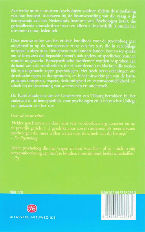Achterkant van Ethische codes voor psychologen