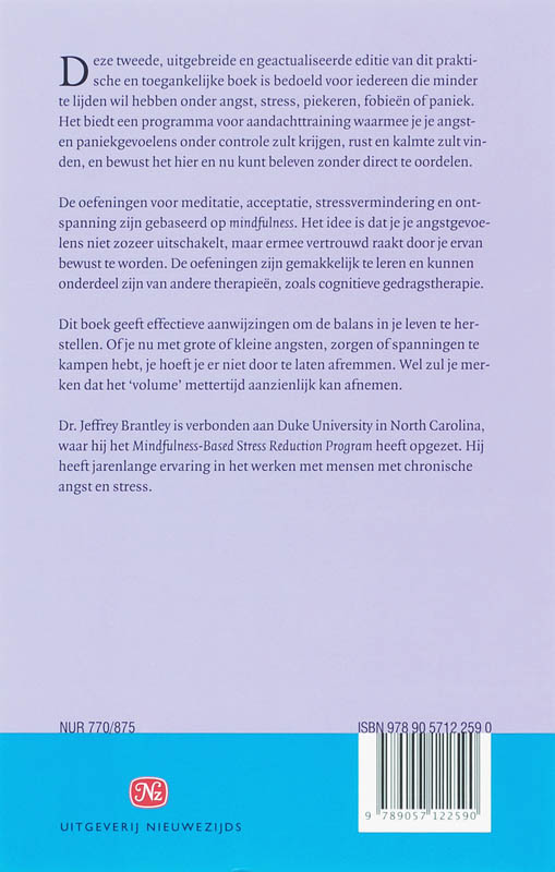 Achterkant van Angst beheersen met aandacht