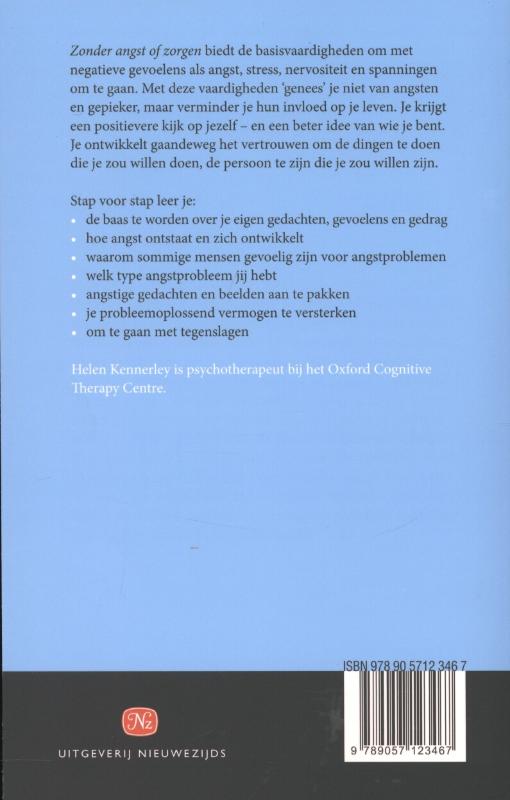 Achterkant van Zonder angst of zorgen