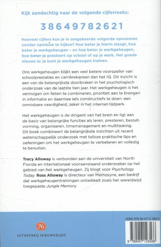 Achterkant van De winst van het werkgeheugen