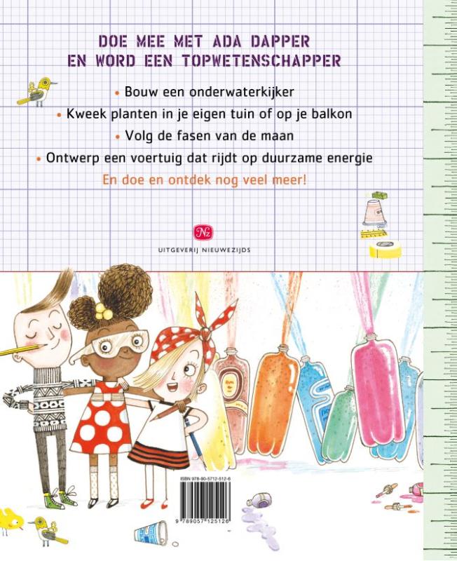 Achterkant van Ada Dappers grote werk- en knutselboek voor topwetenschappers