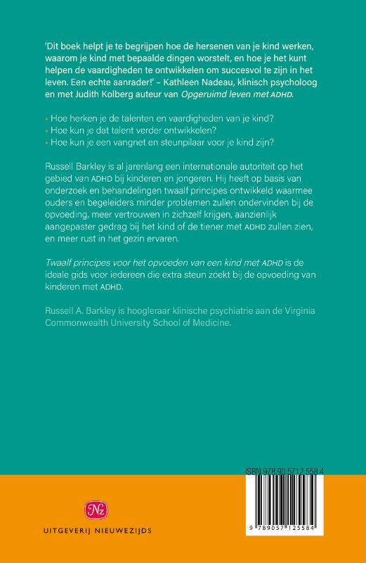 Achterkant van Twaalf principes voor het opvoeden van een kind met ADHD