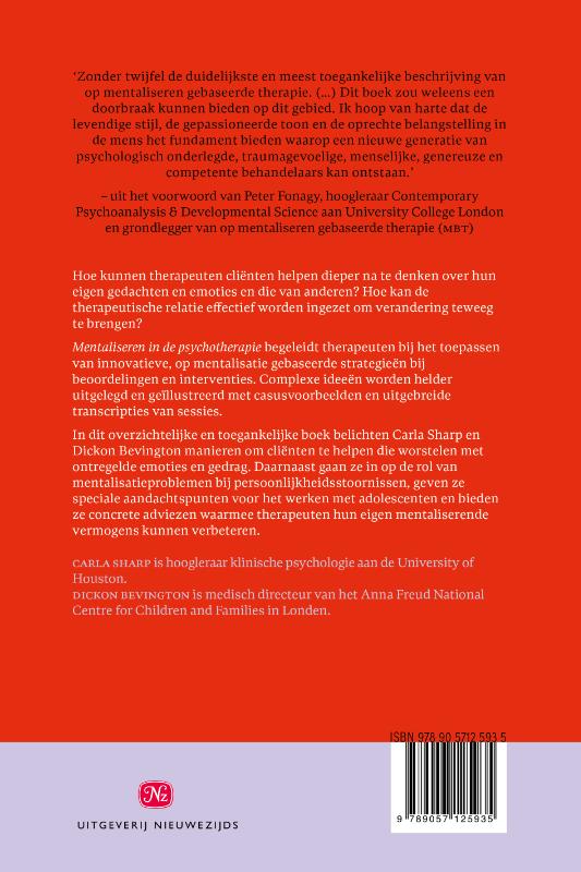Achterkant van Mentaliseren in de psychotherapie