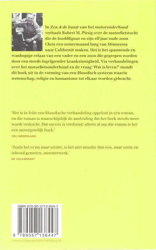 Achterkant van Zen en de kunst van het motoronderhoud