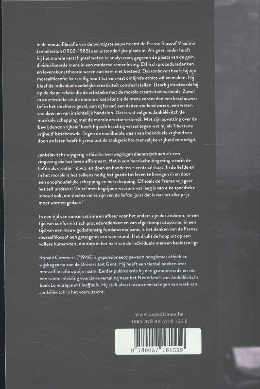 Achterkant van De moraalfilosofie van Vladimir Jankelevitch