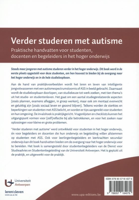 Achterkant van Verder studeren met autisme