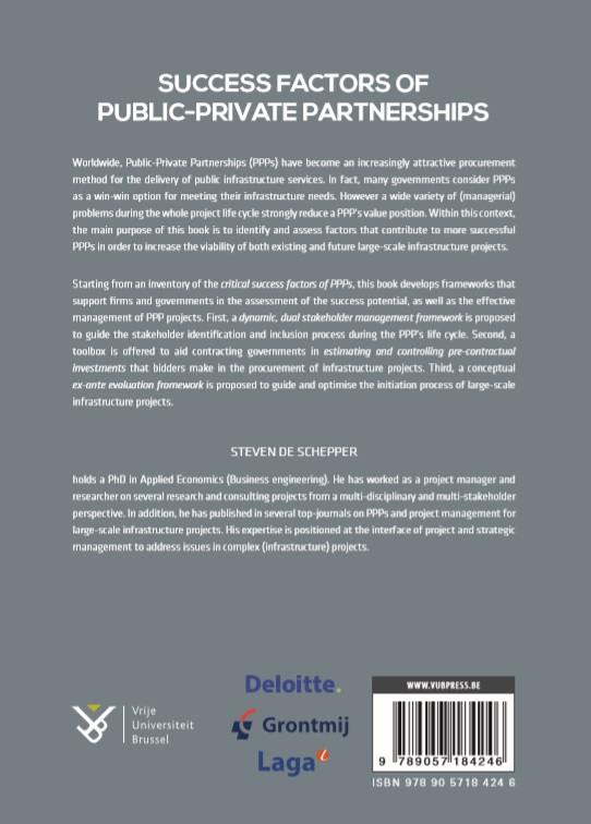 Achterkant van Succes factors of public-private parterships
