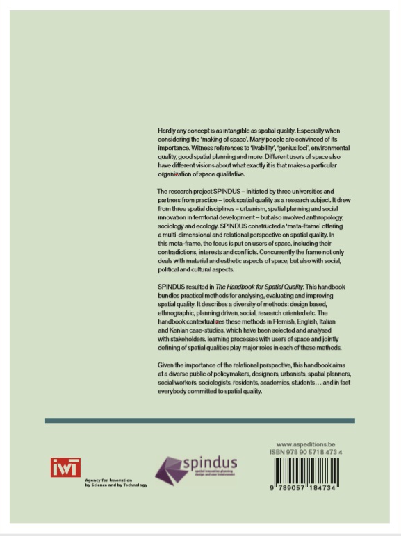 Achterkant van The Spindus handbook for spatial quality